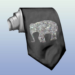 Gravata Personalize o elefante de prata colorido Sparkly
