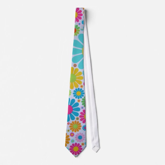 Gravata Personalize o laço Funky retro das flores (Frente)