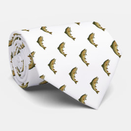 Gravata Pescador Marinho de Peixe  Azul-Branca Moderno Bro