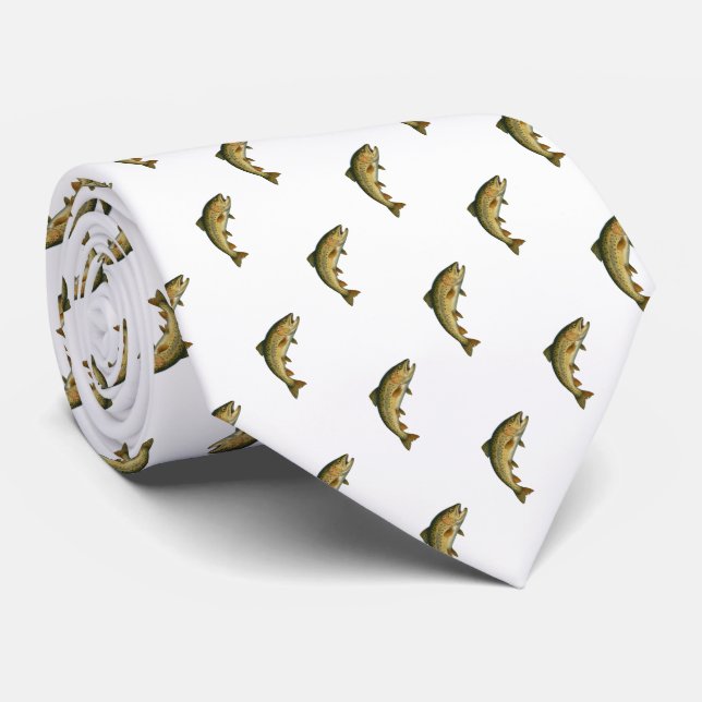 Gravata Pescador Marinho de Peixe  Azul-Branca Moderno Bro (Rolled)