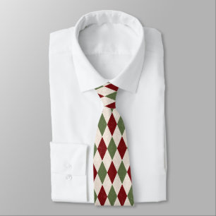 Gravata Pescoço de Argyle no Natal Vermelho e Verde
