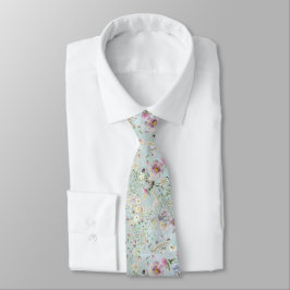 Gravata Pescoço de Casamento Floral Elegante Aqua