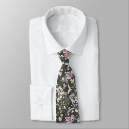 Gravata Pescoço de Casamento Floral Negro Elegante