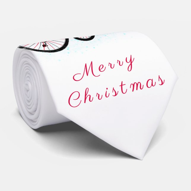 Gravata Pescoço de Natal Gift Gnome com bicicleta e presen (Rolled)