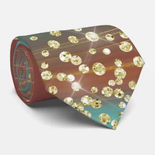 Gravata Pescoço Dourado do Mármaco de Teal e Rust