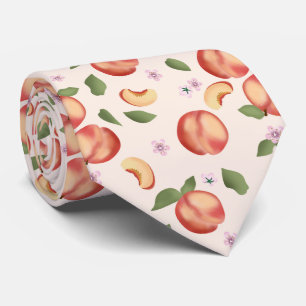 Gravata Pêssegos e Blossomas de Aquarela Botânica