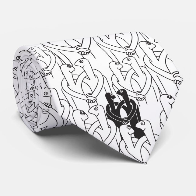 Gravata Pessoas felizes (padrão branco) (Rolled)