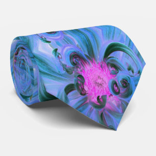 Gravata Pétalas de Flor de Dália Azul Festivo e Rosa Quent