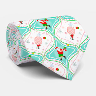 Gravata Pickleball Ogee de Natal em papais noeis