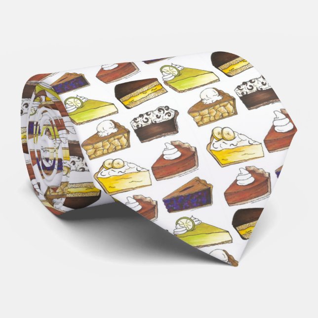 Gravata Pie Slice Apple Pumpkin Banana Key Limão Bluberry (Rolled)