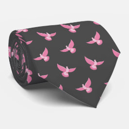 Gravata Pigão-de-Cinza-rosa-branca-pombo-sem-costura