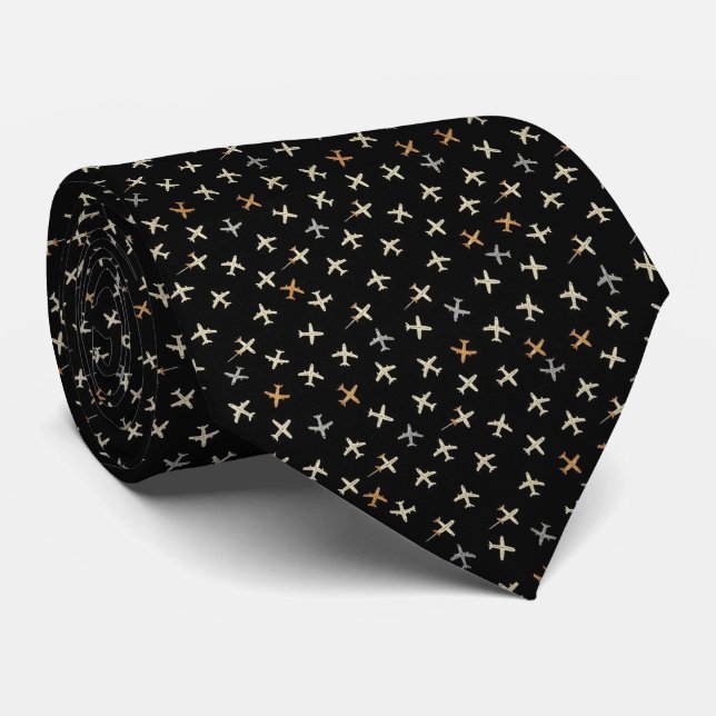 Gravata Pilot Faux Silk | Estilo de Designer de Micro Aviõ (Rolled)