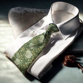 Gravata Pimpernel William Morris Dark Green Padrão Dourado