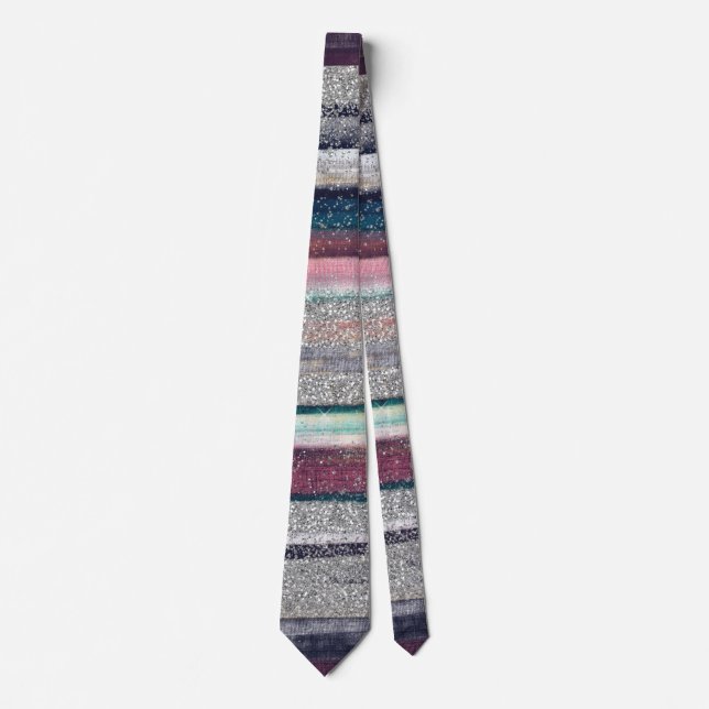 Gravata Pincel Azul Cor-de-rosa Dourado Moderno Pincel Esc (Frente)