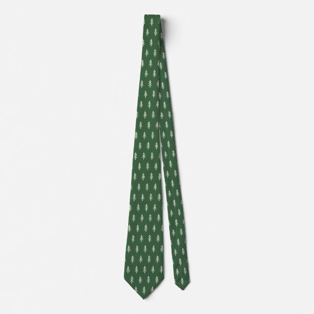 Gravata Pine needle Lane - Green White Pine Tree Pattern (Frente)