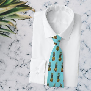 Gravata Pineapple Patterno Robin Egg Blue Tiki Tie