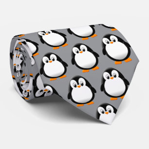 Gravata Pinguim Fofo Cartoon Cinza