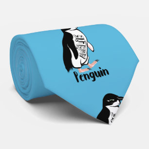 Gravata Pinguins adereços Pássaros pretos e brancos