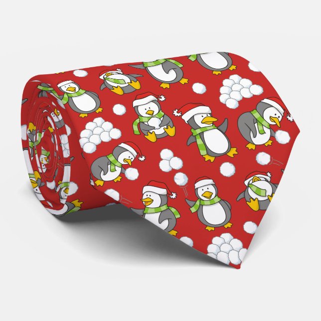 Gravata Pinguins de Natal (Rolled)