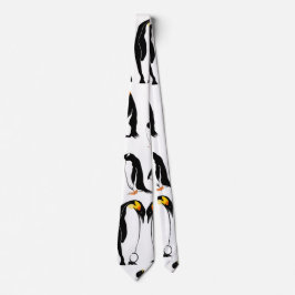 Gravata Pinguins - padrão preto e branco