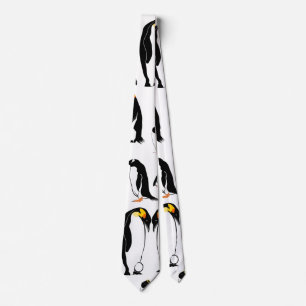 Gravata Pinguins - padrão preto e branco