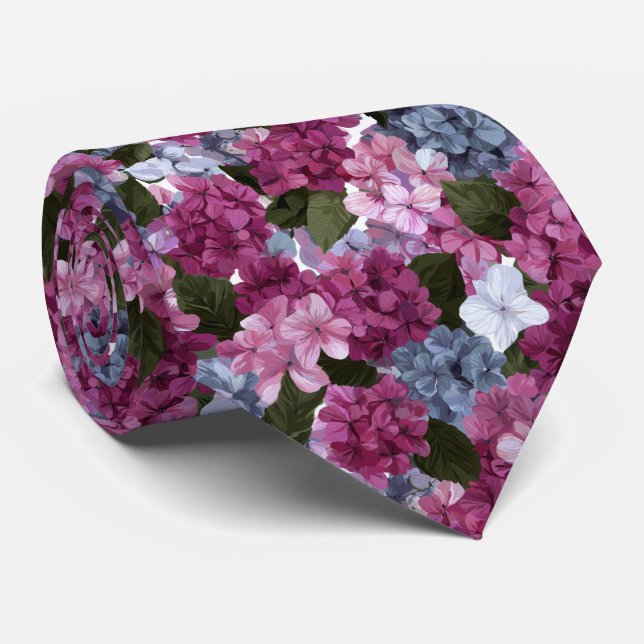 Gravata Pink and Purple Hydrangea Floral Pattern (Rolled)