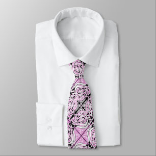Gravata Pink Black White Curvy Abstract Repeat Pattern