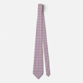 Gravata Pink Blue Plaid Classic Pattern Retro Neck Tie