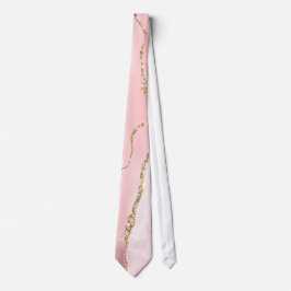 Gravata Pink Blush Agate with Gold Ribbon Elegant