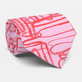 Gravata Pink Curve Wavy Squiggle Abstract Modern