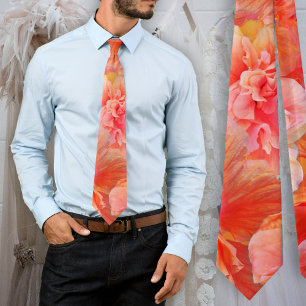 Gravata Pink e Orange Hibiscus Flowers Tie