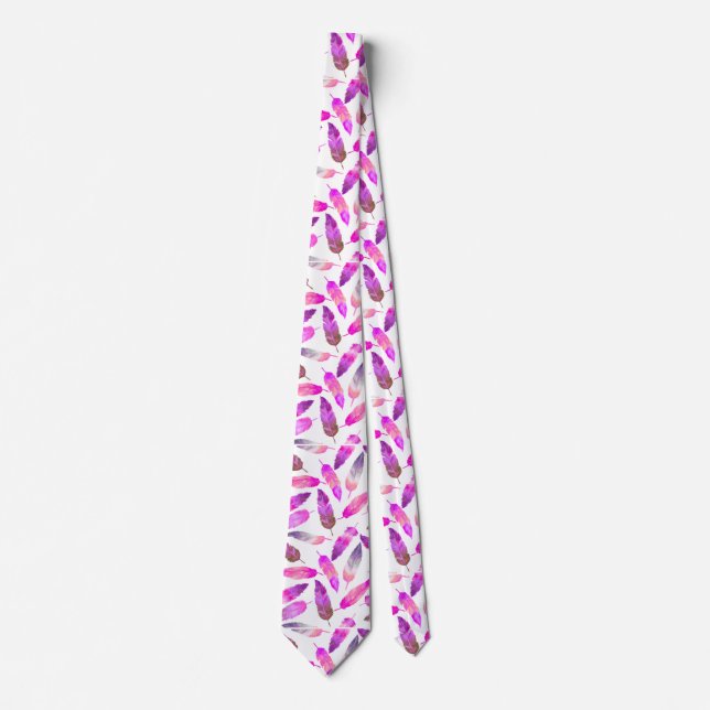 Gravata Pink Flamingo Feathers Neck Tie (Frente)