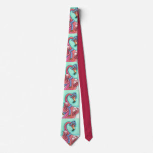 Gravata Pink Flamingo Snowbolas HOLIDAY TIE