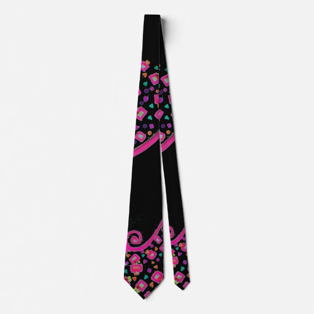 GRAVATA PINK FUCHSIA BLACK ABSTRATO DECO (Frente)