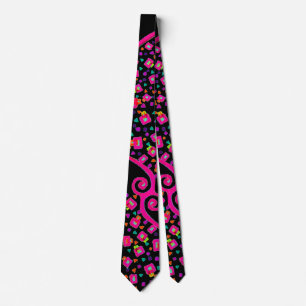 GRAVATA PINK FUCHSIA BLACK ABSTRATO DECO