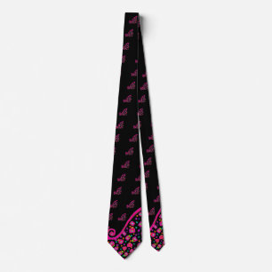 GRAVATA PINK FUCHSIA BLACK ABSTRATO DECO