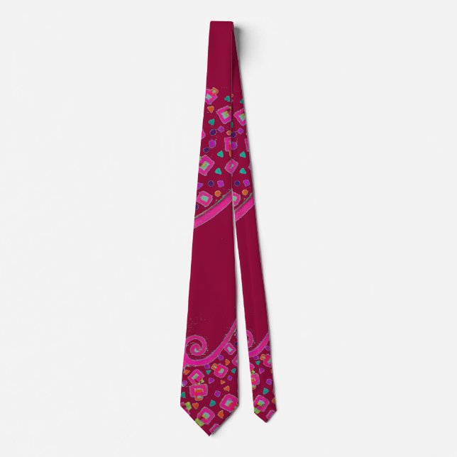 GRAVATA PINK FUCHSIA RED BURGUNDY ABSTRATO DECO (Frente)