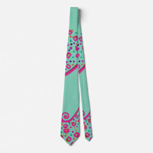 GRAVATA PINK FUCHSIA TEAL AZUL ABSTRATO DECO