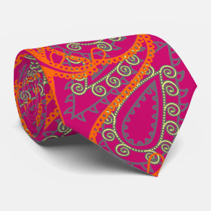 Gravata Pink Laranja Paisley Peacock Colors Nave de Casame