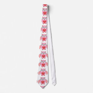 Gravata Pink Love Heart Owl