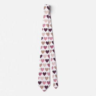 Gravata Pink Mini Hearts and Plum Romantic Love Motif