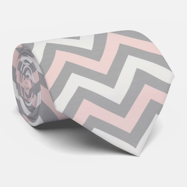 Gravata Pink, off-white and light grey chevron  (Rolled)