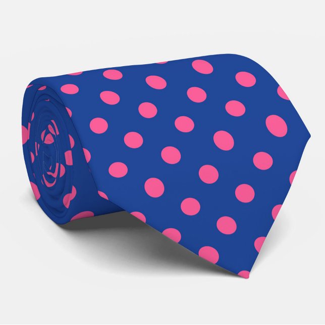 Gravata Pink On Blue Polka Dots Pattern Design (Criador carregado)