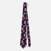 Pink Orange Flamingo Patterno no Marinho Azul
