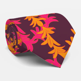 Gravata Pink Orange Plumeria Pattern Beach Wedn
