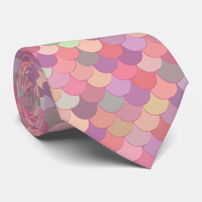 Gravata Pink Pastel Rainbow Mermaid Merman Scales Tie (Rolled)