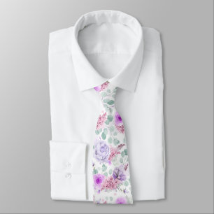 Gravata Pink Purple Floral Botânica Casamento