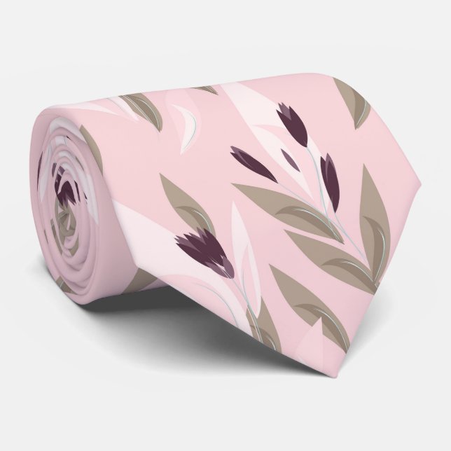 Gravata Pink purple red retro flower pattern (Rolled)