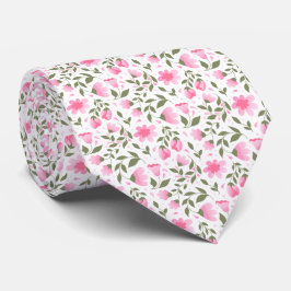 Gravata Pink & Sage Green Floral Pattern 
