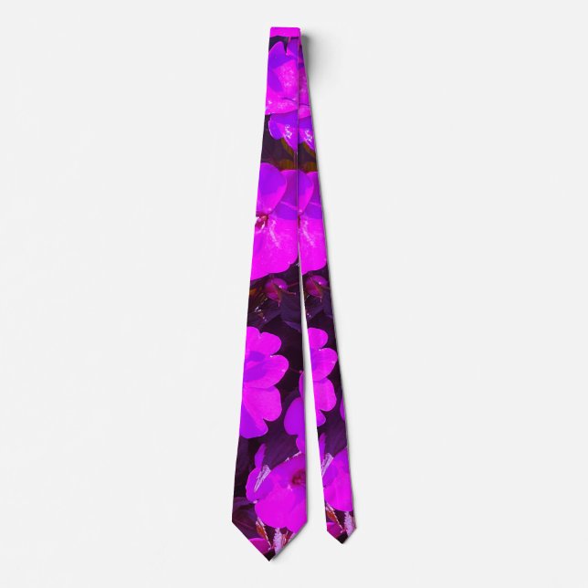 Gravata Pink Violet Floral Purple Art Abstract Gift Favor (Frente)